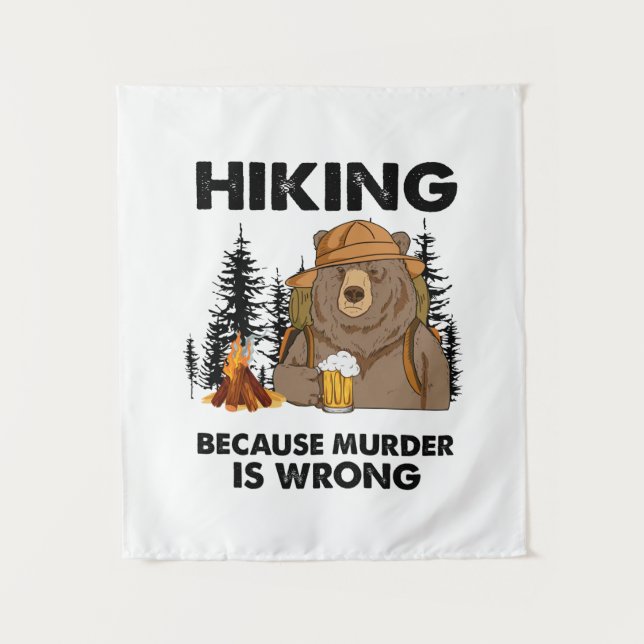 Camper-Geschenk | Wanderbär Geburtstag Wandteppich (Vorderseite)