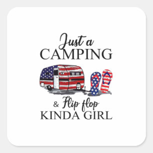 Camper Gift Just A Camping And Kinda Girl Xmas Quadratischer Aufkleber