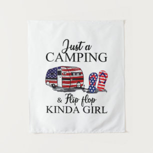 Camper Gift Just A Camping And Kinda Girl Xmas Wandteppich