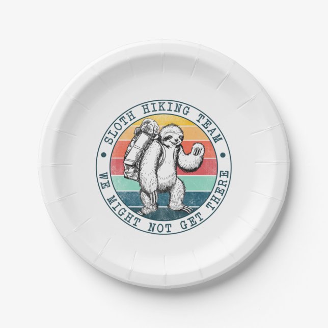 Camper Gift | Sloth Hiking Team Birthday Pappteller (Vorderseite)