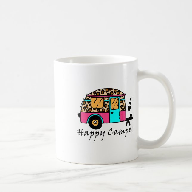 Camper Happy Summer Camp Camping Leopard Funny Gla Kaffeetasse (Rechts)