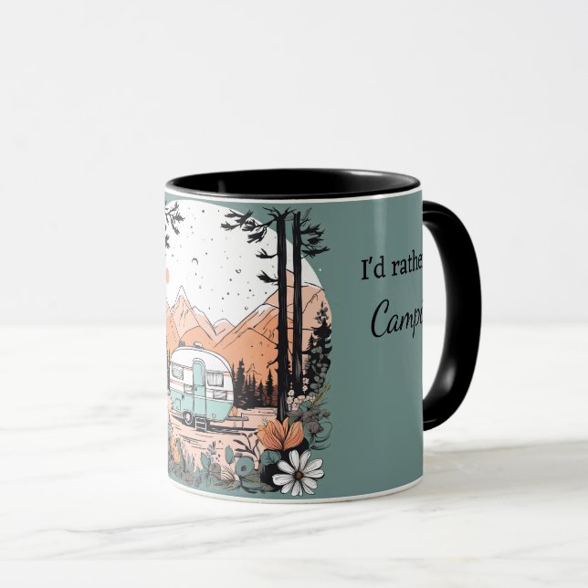 Camper in den Bergen Name & Text-Geschenk hinzufüg Tasse (VorderseiteRechts)