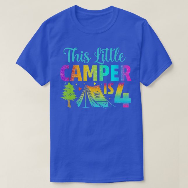 Camper Kids Birthday 4 Years Old Camping 4th Bday  T-Shirt (Design vorne)