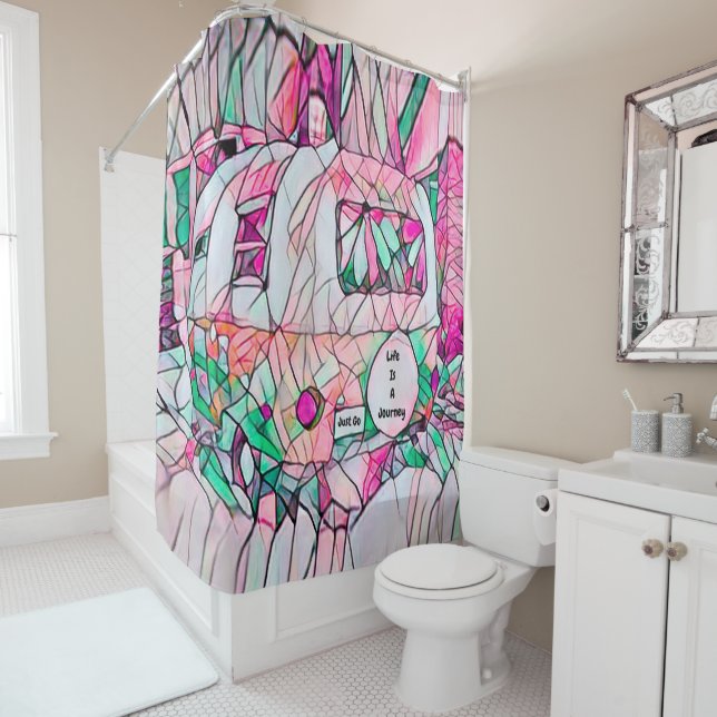 Camper-Leben ist eine Reise, einfach gehen grüner  Duschvorhang (Beispiel)