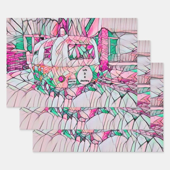 Camper-Leben ist eine Reise, einfach gehen rosa gr Geschenkpapier Set (Set)