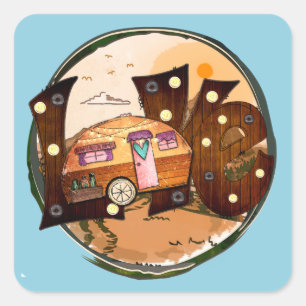 Camper Liebe - Reise Quadratischer Aufkleber