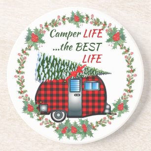 Camper Life Best Life Retro Weihnachten Getränkeuntersetzer