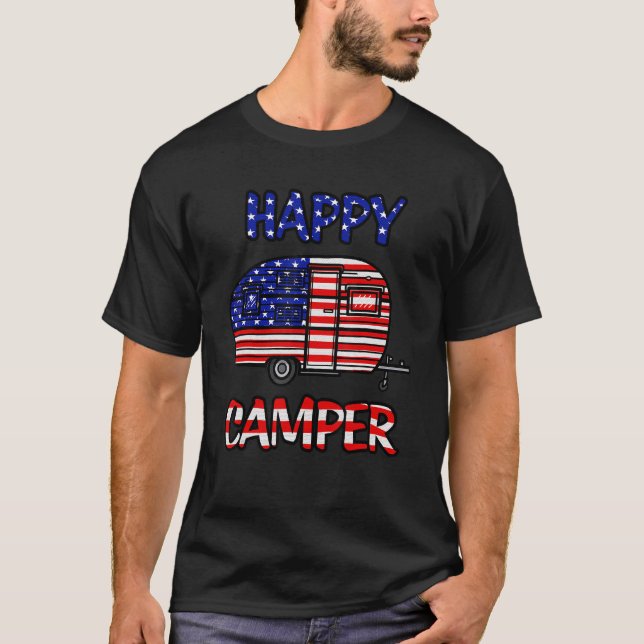 Camper Merica American Happy Pride Flag 4. Juli T-Shirt (Vorderseite)