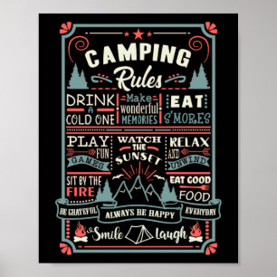 Camper Outdoor Zelt Camping Regeln Poster