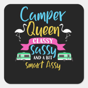 Camper Queen Classy Sassy Smart RV Außenbereich Quadratischer Aufkleber
