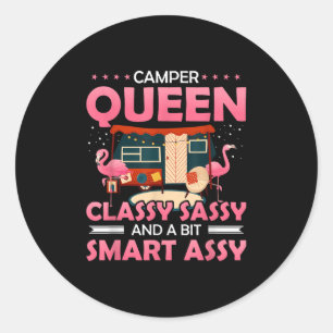 Camper Queen Cly Sy und ein etwas intelligenter, l Runder Aufkleber