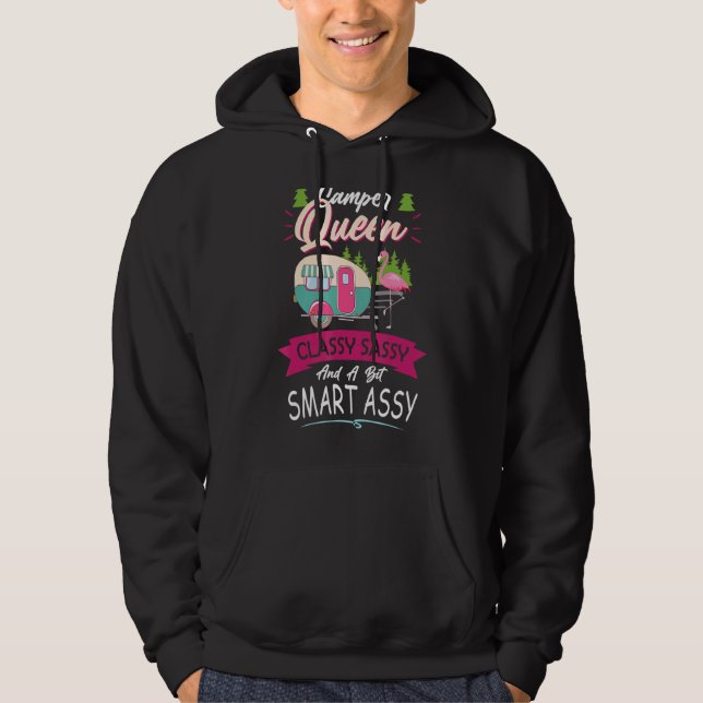 Camper Queen Flamingo Classy Sassy And A Bit Smart Hoodie (Vorderseite)