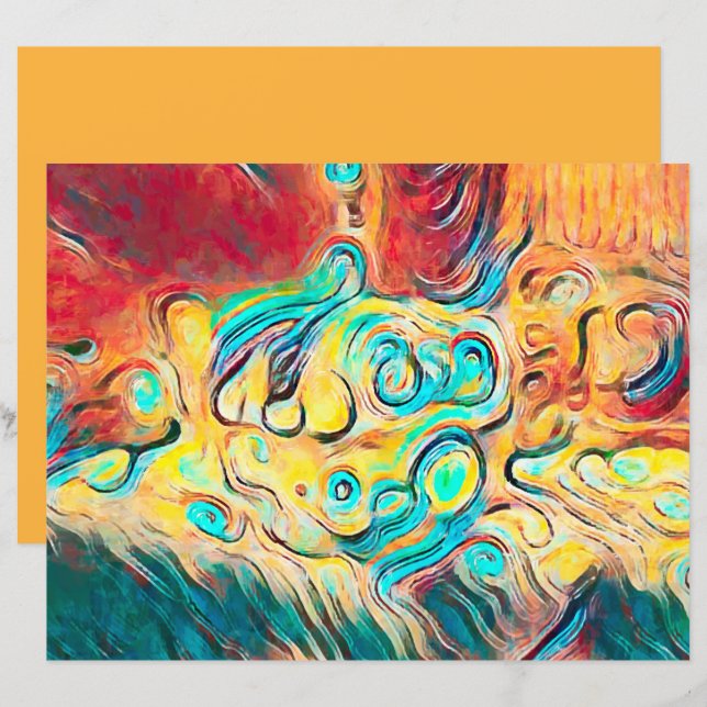 Camper Retro Hippie farbenfroh gelb rot Abstrakt (Vorne/Hinten)