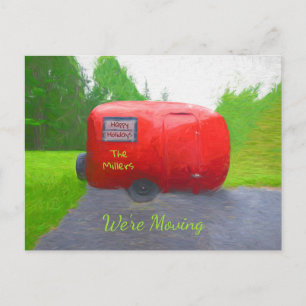Camper Retro Holiday Red Green Vintag Moving Postkarte