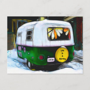 Camper Retro Leben Ist Eine Reise Vintage Postkarte