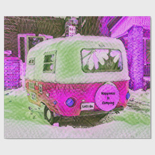 Camper Retro Vintage Hippie Glück bedeutet Camping Geschenkpapier