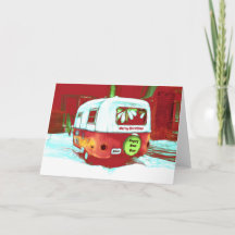 Camper Retro Weihnachten Roter grüner Vintager Url