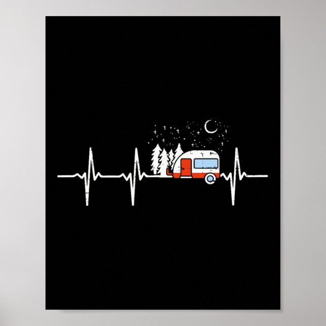 Camper Trailer Teardrop Heartbeat Rv Camping  Poster (Vorne)