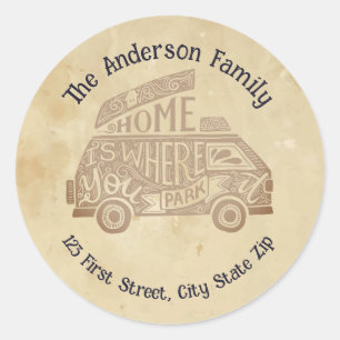 Camper Van Camping Life Quote Runder Aufkleber
