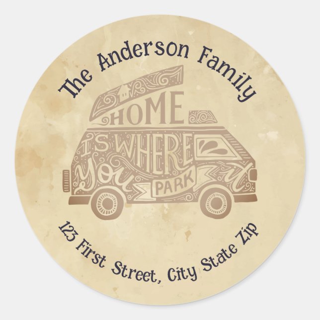 Camper Van Camping Life Quote Runder Aufkleber (Vorderseite)