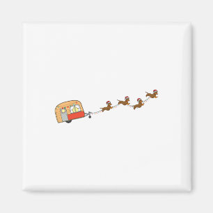 Camper Van Christmas Dackel Sleigh Dackel Dog X- Magnet