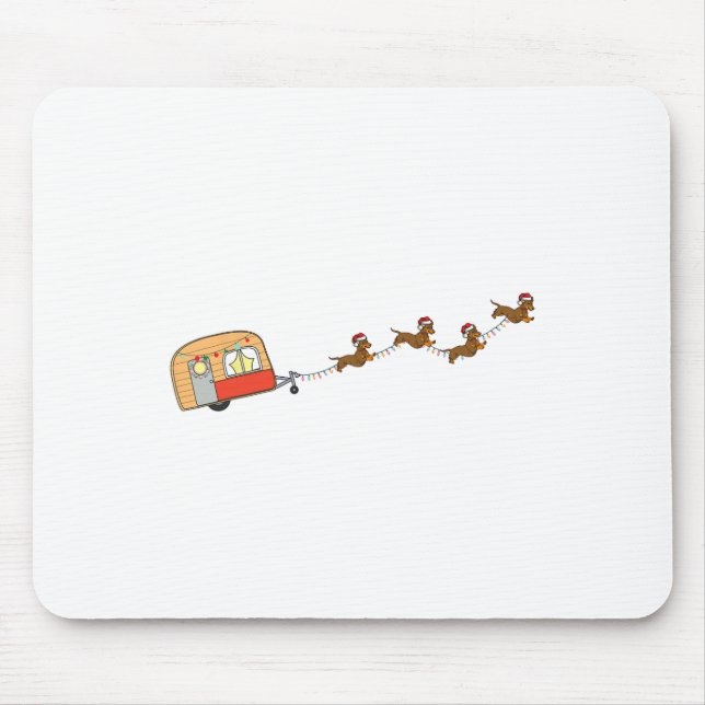 Camper Van Christmas Dackel Sleigh Dackel Dog X- Mousepad (Vorne)