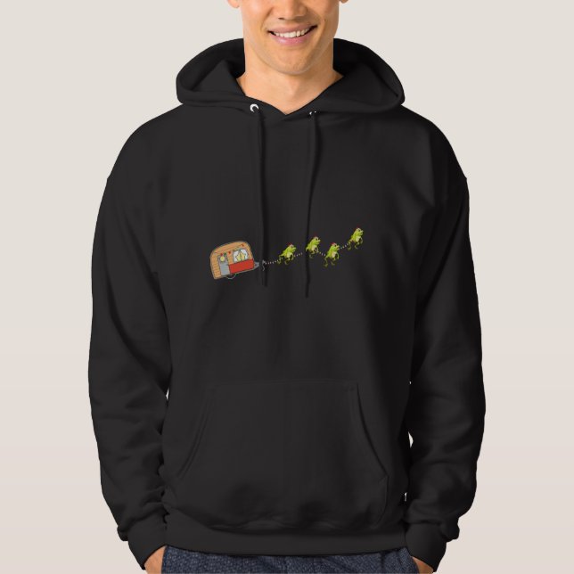 Camper Van Christmas Frog Sleigh Süße Tier X-mas Hoodie (Vorderseite)