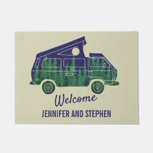 Camper Van mit Pop Up Zelt Personalisiert Fußmatte