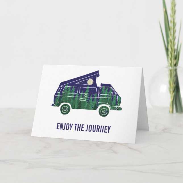 Camper Van mit Pop Up Zelt-Text Karte (Vorderseite)