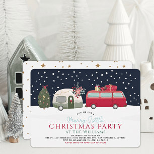 Camper Van Navy Merry Little Christmas Party Einladung