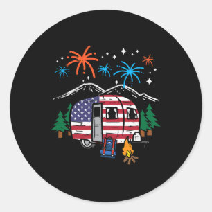 Camper Van Us Flag Patriotisches Camping Wome Runder Aufkleber