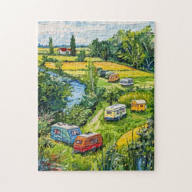 Camper Vans by Tulip Fields Fantasy Painting Puzzle (Vertikal)