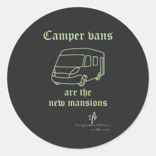 Camper Vans neue Häuser grün Irid. Sm. Runder Aufkleber