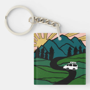 Campervan Berge Vanlife RV Sonnenaufgang Schlüsselanhänger