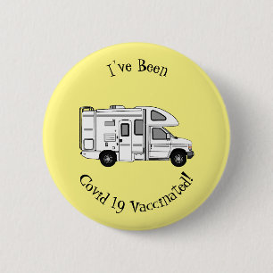 Campervan Cartoon Illustration Button