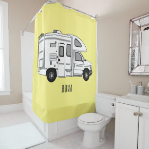 Campervan Cartoon Illustration Duschvorhang