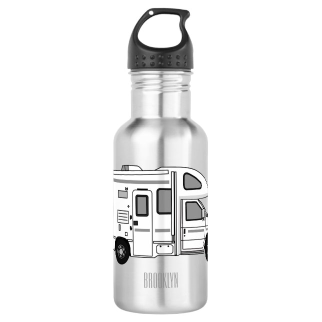 Campervan Cartoon Illustration Edelstahlflasche (Vorderseite)