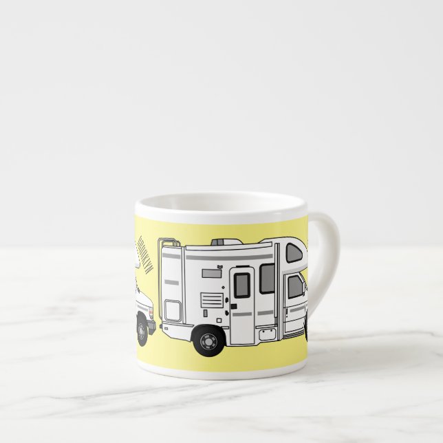 Campervan Cartoon Illustration Espressotasse (Vorderseite Rechts)