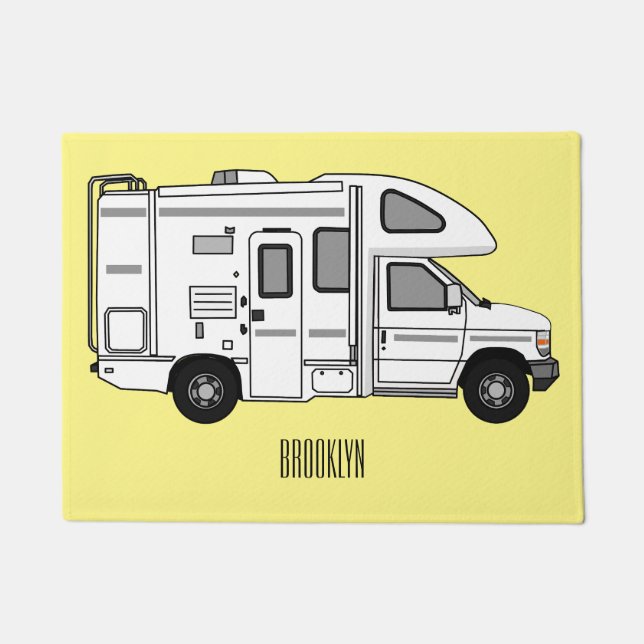 Campervan Cartoon Illustration Fußmatte (Vorderseite)
