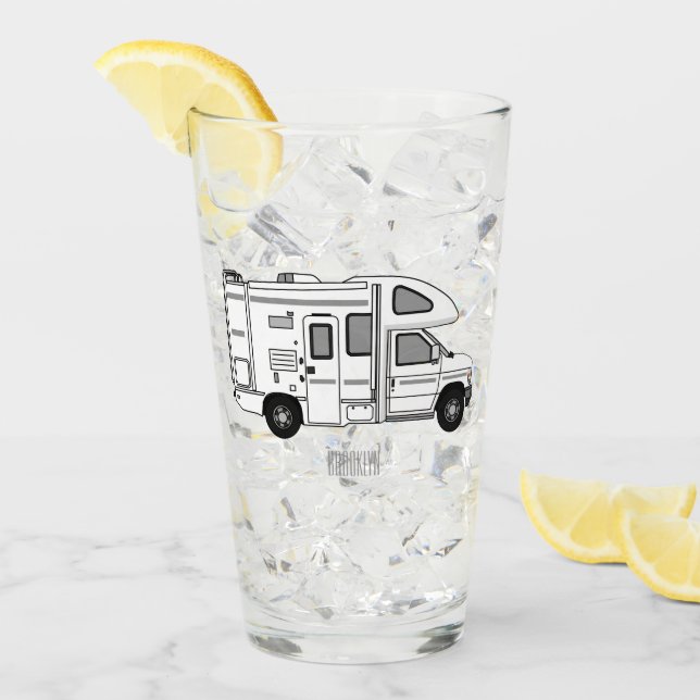 Campervan Cartoon Illustration Glas (Vorderseite Ice)