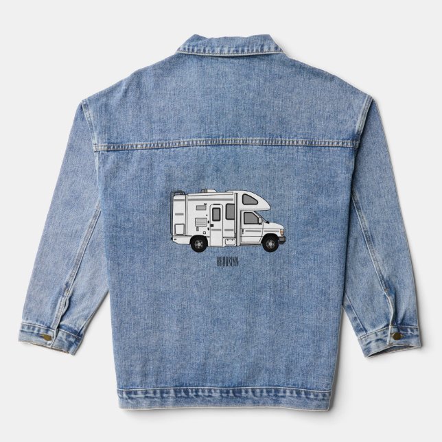 Campervan Cartoon Illustration Jeansjacke (Rückseite)