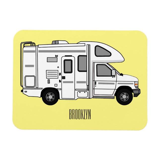 Campervan Cartoon Illustration Magnet (Horizontal)