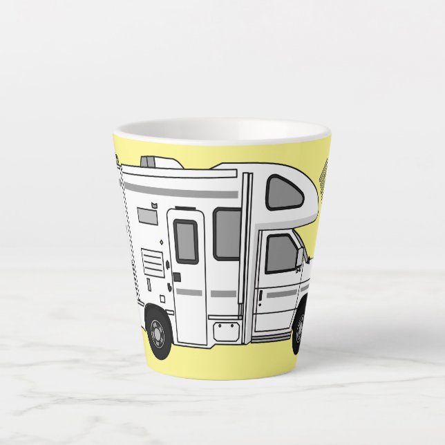 Campervan Cartoon Illustration Milchtasse (Vorderseite)