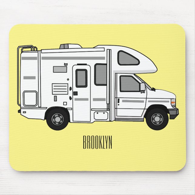 Campervan Cartoon Illustration Mousepad (Vorne)