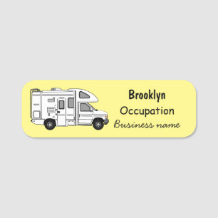 Campervan Cartoon Illustration Namensschild
