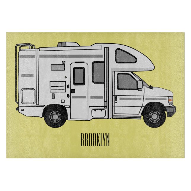 Campervan Cartoon Illustration Schneidebrett (Vorderseite)