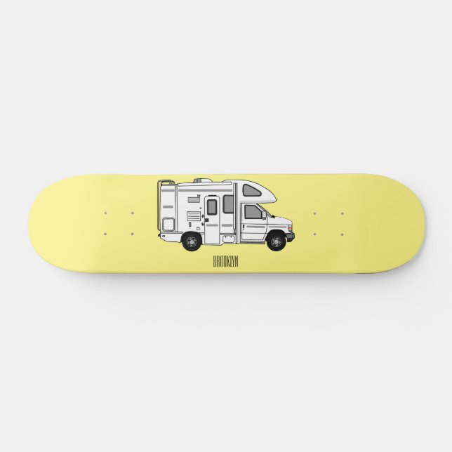 Campervan Cartoon Illustration Skateboard (Horizontal)