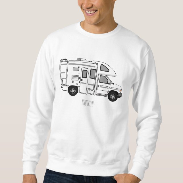 Campervan Cartoon Illustration Sweatshirt (Vorderseite)