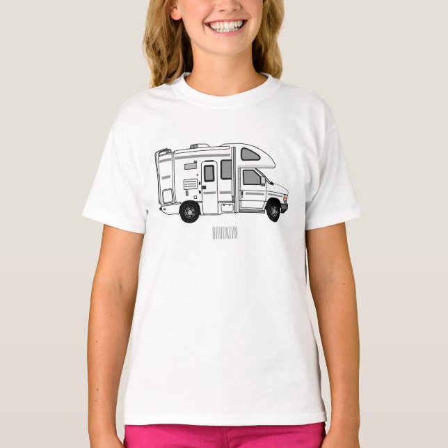 Campervan Cartoon Illustration T-Shirt (Vorderseite)
