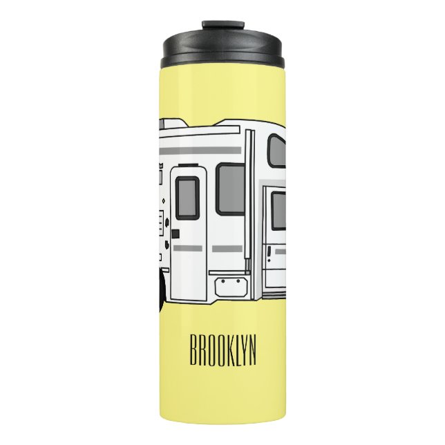 Campervan Cartoon Illustration Thermosbecher (Vorderseite)